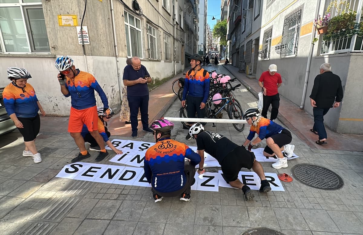 Samsun'da Bilge Pedallar, kanser tedavisi gören Arzu Şimşek'e moral ziyareti yaptı